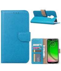 Ntech Ntech Portemonnee hoesje met Pasjesruimte voor Motorola Moto G7 Play - Blauw