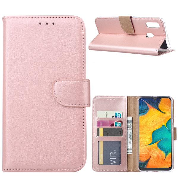 Ntech Ntech Portemonnee hoesje met Pasjesruimte Geschikt Voor Samsung Galaxy A30 - Rose Goud