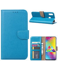 Ntech Ntech Portemonnee hoesje met Pasjesruimte voor Samsung Galaxy M20 - Blauw