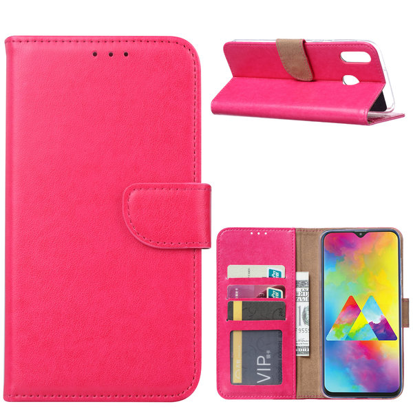 Ntech Ntech Portemonnee hoesje met Pasjesruimte Geschikt Voor Samsung Galaxy M20 - Roze