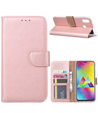 Ntech Ntech Portemonnee hoesje met Pasjesruimte voor Samsung Galaxy M20 - Rose Goud