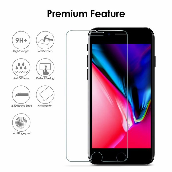 Ntech Ntech Screenprotector 2 Stuks Screenprotector Tempered Glass Glazen - Geschikt voor iPhone 8/7/6(s)