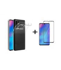 Ntech Ntech Huawei P30 Pro Transparant Hoesje Flexibel TPU & Scratch Resistent Silicone Case + Glazen Screenprotector - Zwart