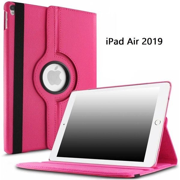 Ntech Ntech Hoes geschikt voor Apple iPad iPad Air (2019) 10.5 Draaibare Hoes - Pink