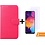 Ntech Ntech Hoesje Geschikt Voor Samsung Galaxy A50 Portemonnee hoesje - Pink + 2xTempered Glas