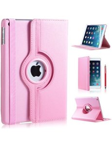 Ntech iPad hoes 5e en 6e generatie (2018 / 2017) 360° draaibaar bookcase Lichtroze – iPad (2017) / (2018) 9.7 inch cover met standaard