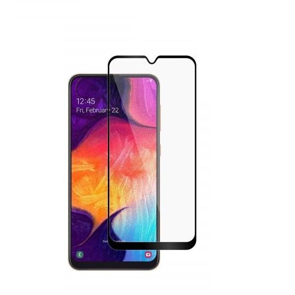 Ntech Ntech Screenprotector Geschikt voor Samsung Galaxy A30 full cover Screenprotector Tempered Glass - Zwart