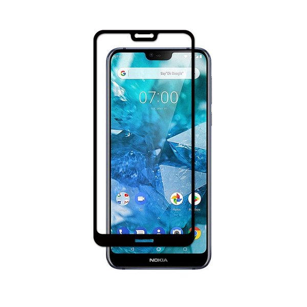 Ntech Ntech Screenprotector geschikt voor Nokia 7.1 full cover Screenprotector Tempered Glass - Zwart