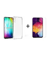 Ntech Ntech Samsung Galaxy A50 Anti Shock Back hoesje + Glazen Screenprotector