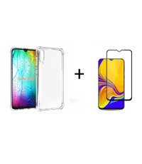 Ntech Ntech Samsung Galaxy A50 Anti Shock Back hoesje + Full Cover Glazen Screenprotector Zwart