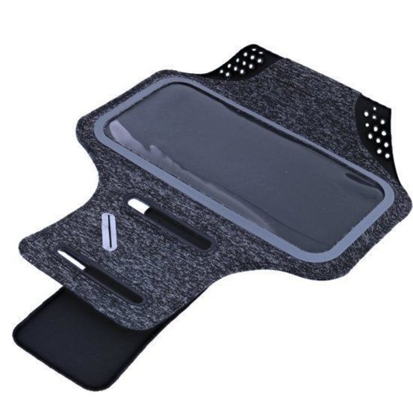 Ntech Ntech Sportarmband Fabric/Stof met Sleutelhouder voor Geschikt voor Samsung Galaxy A20/A30/M30/A50 - Zwart/Grijs