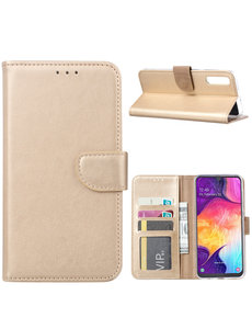 Ntech Ntech Portemonnee hoesje met Pasjesruimte voor Samsung Galaxy A70/A70s - Goud