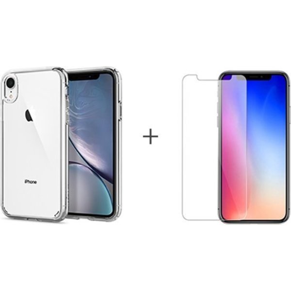 Merkloos iPhone XR Hoesje met Gratis Glazen Screenprotector - Transparant