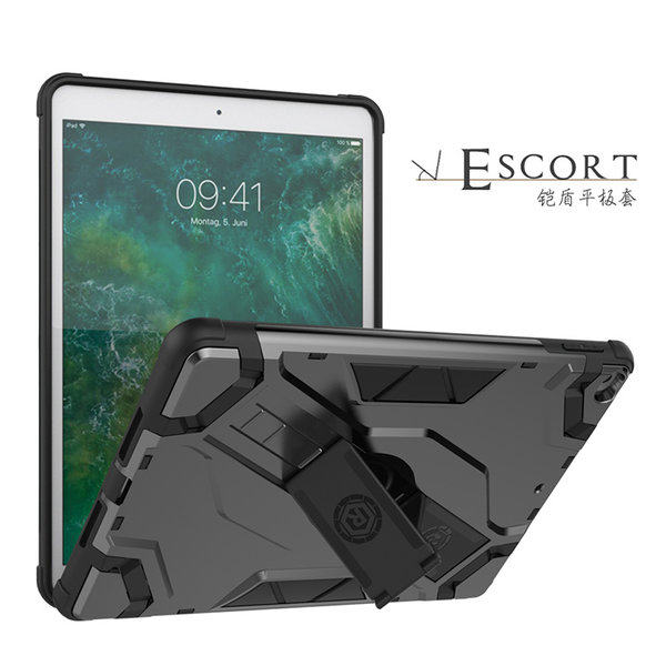 Ntech Hoes geschikt voor iPad - 5e / 6e generatie (2018 / 2017) Armor Hoesje Escort case met kickstand - Spacey Gray