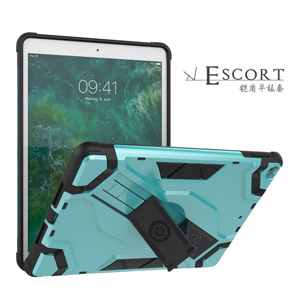 Ntech Hoes geschikt voor iPad - 5e / 6e generatie (2018 / 2017) Armor Hoesje Escort case met kickstand - Mint Groen