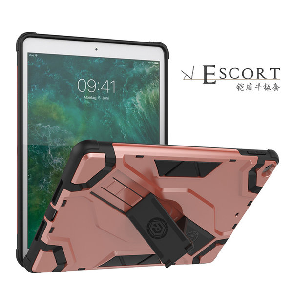 Ntech Hoes geschikt voor iPad - 5e / 6e generatie (2018 / 2017) Armor Hoesje Escort case met kickstand - Rosegoud