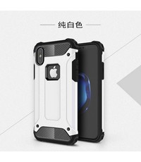 Ntech Ntech iPhone X / Xs Dual layer Rugged Armor hoesje - Zilver