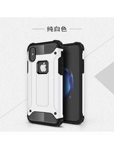 Ntech Ntech iPhone X / Xs Dual layer Rugged Armor hoesje - Zilver