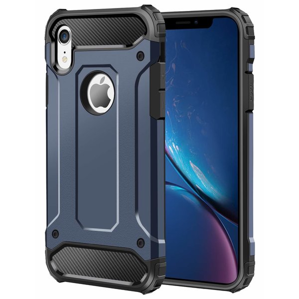 Ntech Ntech hoesje Geschikt voor iPhone X / Xs Dual layer Rugged Armor hoesje - Blauw