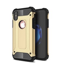 Ntech Ntech iPhone X / Xs Dual layer Rugged Armor hoesje - Goud