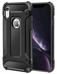 Ntech Ntech iPhone Xr Dual layer Rugged Armor hoesje - Zwart