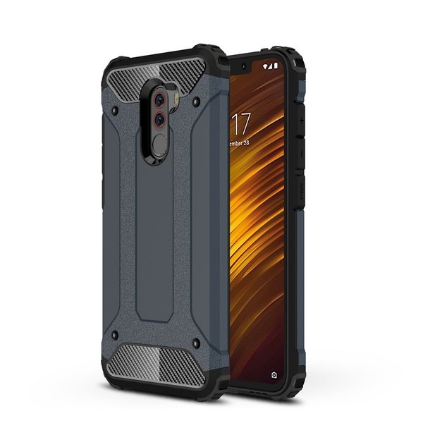 Ntech Ntech Xiaomi Pocophone F1 Dual layer Rugged Armor hoesje - Blauw