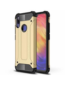 Ntech Ntech Xiaomi Redmi Note 7 Dual layer Rugged Armor hoesje - Goud