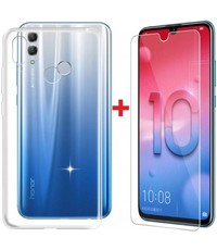 Merkloos Huawei P Smart (2019) Hoesje Transparant TPU + Glazen Screenprotector