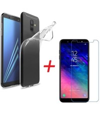 Merkloos Samsung Galaxy J6 (2018) Hoesje Transparant TPU + Glazen Screenprotector