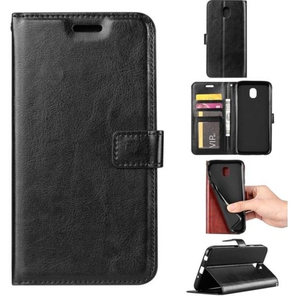 Merkloos Samsung Galaxy J6 2018 portemonnee hoesje - zwart