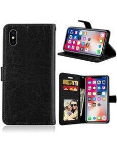 Merkloos iPhone XR portemonnee hoesje - Zwart