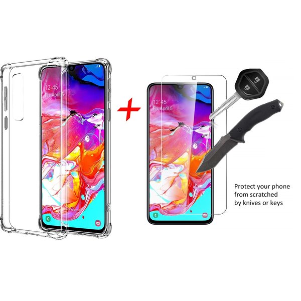 Ntech Ntech Hoesje Geschikt Voor Samsung Galaxy A70/A70s Anti Shock Back hoesje + Glazen Screenprotector