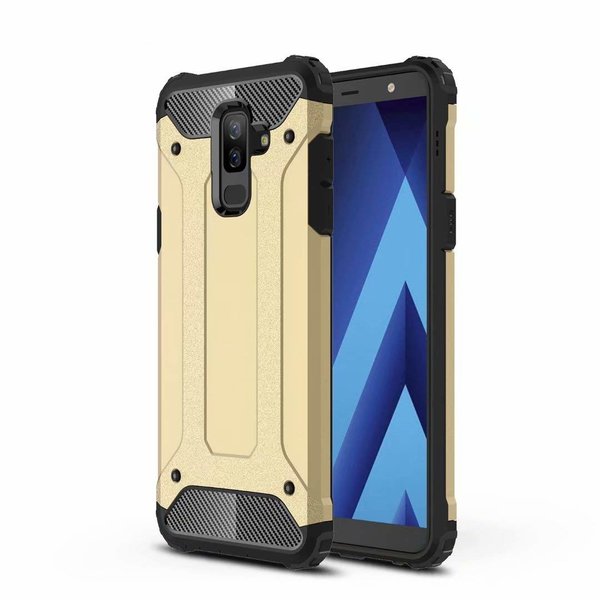 Ntech Ntech Hoesje Geschikt Voor Samsung Galaxy A6 Plus (2018) Dual layer Armor Hoesje - Goud