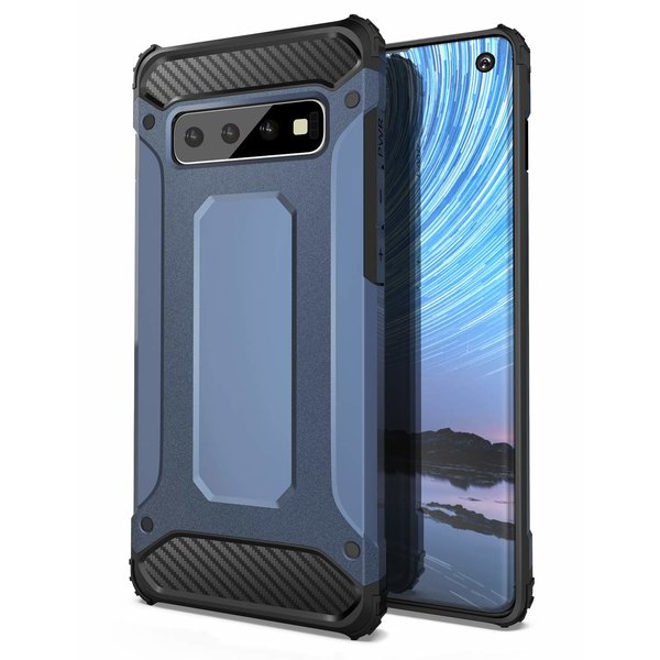 Ntech Ntech Hoesje Geschikt Voor Samsung Galaxy S10 Hybrid Armor Hoesje - Blauw