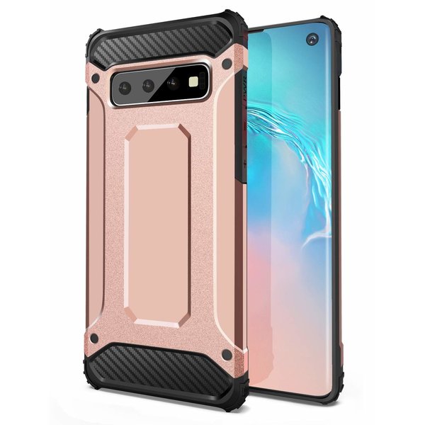 Ntech Ntech Hoesje Geschikt Voor Samsung Galaxy S10 Hybrid Armor Hoesje - Rose Goud