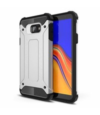 Ntech Ntech Samsung Galaxy J4+ Hybride Armor Hoesje - Zilver