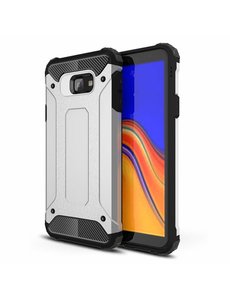 Ntech Ntech Samsung Galaxy J4+ Hybride Armor Hoesje - Zilver