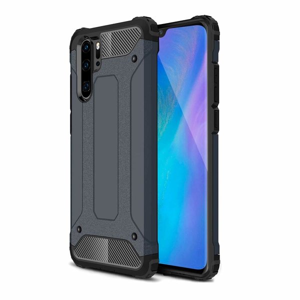 Ntech Ntech Hoesje Geschikt voor Huawei P30 Pro Dual layer Armor Hoesje - Blauw