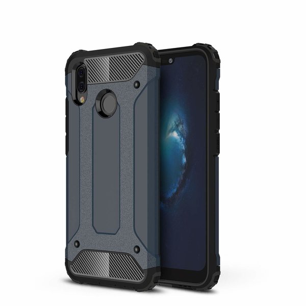 Ntech Ntech Hoesje Geschikt voor Huawei P20 Lite (2018) Dual layer Armor Hoesje - Blauw