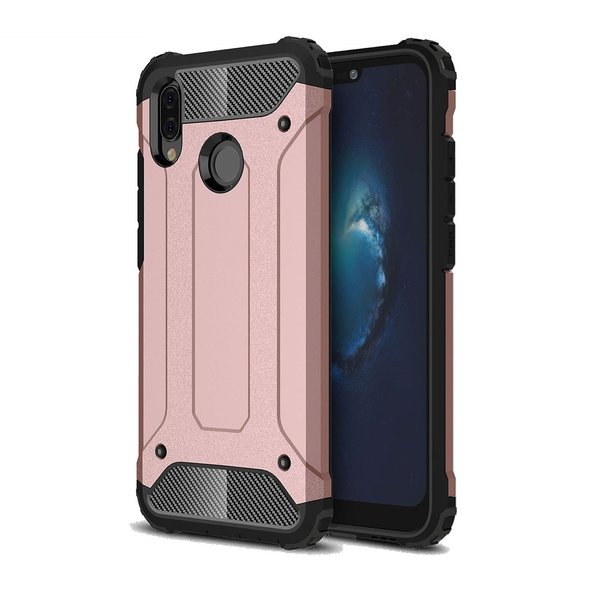 Ntech Ntech Hoesje Geschikt voor Huawei P20 Lite (2018) Dual layer Armor Hoesje - Rose Goud