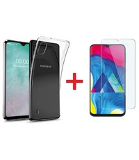 Ntech Ntech Samsung Galaxy A10 Hoesje Transparant TPU + Glazen Screenprotector