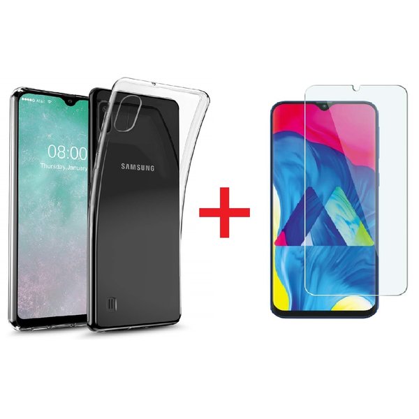 Ntech Ntech Hoesje Geschikt Voor Samsung Galaxy A10 Hoesje Transparant TPU + Glazen Screenprotector