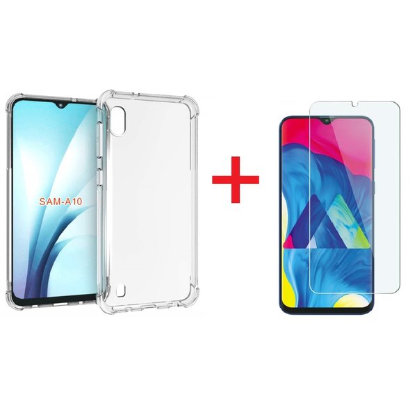 Ntech Ntech Hoesje Geschikt Voor Samsung Galaxy A10 Anti Shock Hoesje + Glazen Screenprotector