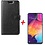 Merkloos Samsung Galaxy A70/A70s Portemonnee hoesje zwart met Glazen screenprotector