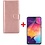 Ntech Ntech Samsung Galaxy A40 Portemonnee hoesje rose goud met Glazen screenprotector
