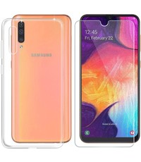 Ntech Ntech Samsung Galaxy A70/A70s Hoesje Transparant Siliconen Case + Glazen Screenprotector