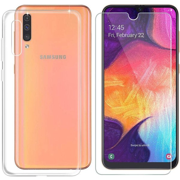 Ntech Ntech Hoesje Geschikt Voor Samsung Galaxy A70/A70s Hoesje Transparant Siliconen Case + Glazen Screenprotector