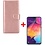 Ntech Ntech Hoesje Geschikt Voor Samsung Galaxy A70/A70s Portemonnee hoesje Rose Goud Met Glazen screenprotector