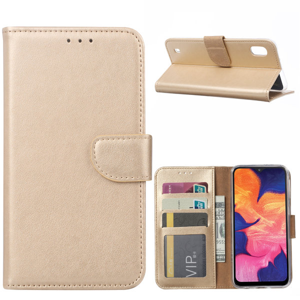 Ntech Ntech Hoesje Geschikt Voor Samsung Galaxy A10 Portemonnee Hoesje / Book Case - Goud