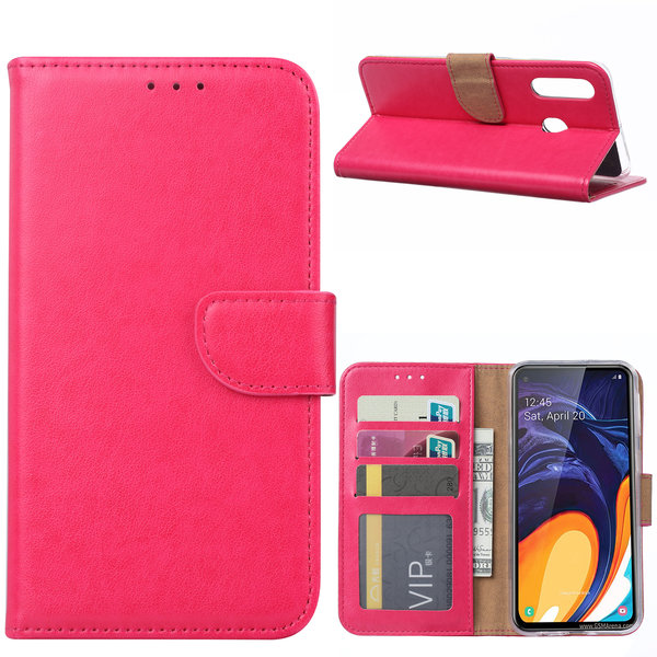 Ntech Ntech Hoesje Geschikt Voor Samsung Galaxy A60 Portemonnee Hoesje / Book Case - Pink/Roze